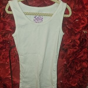 Justice Girls White Ribbed Tank Top Size 7
